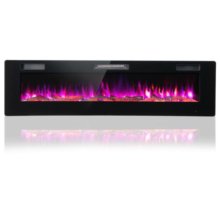 Hivvago 60 Inches Ultra-thin Electric Fireplace with Remote Control and Timer Function