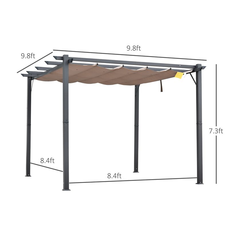 Grey Backyard Shade: 10x10 ft Patio Pergola with Retractable Canopy