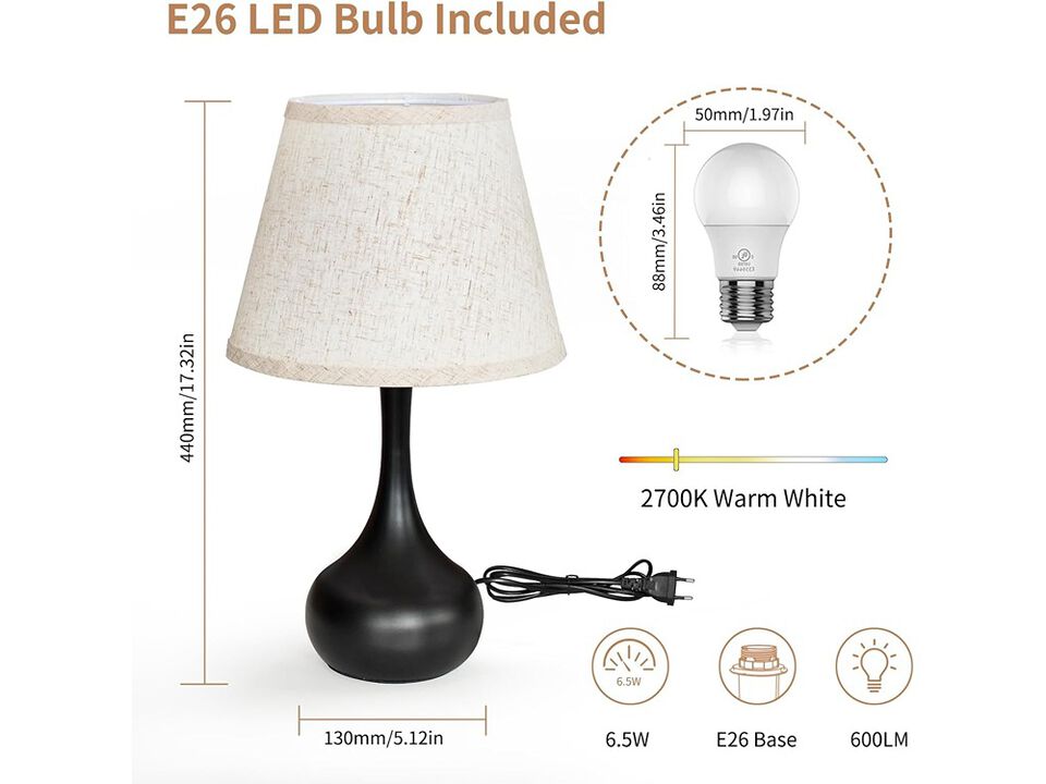 Touch Bedside Lamp for Bedroom