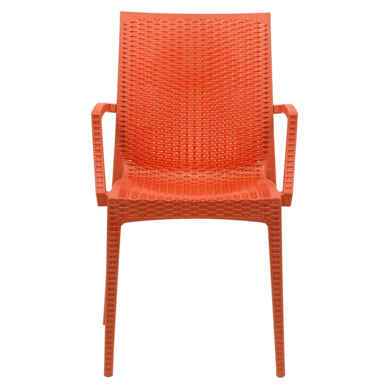 LeisureMod Weave Mace Indoor/Outdoor Chair (With Arms) in Green