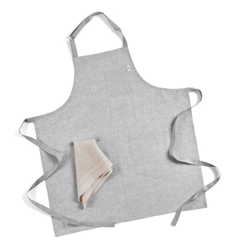 Solino Home 100% Pure Linen Bib Apron 33 x 30 Inch