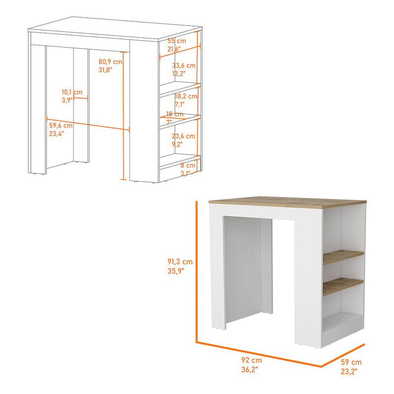 Streamdale Highlands Kitchen Island With Storage Base In White And Macadamia