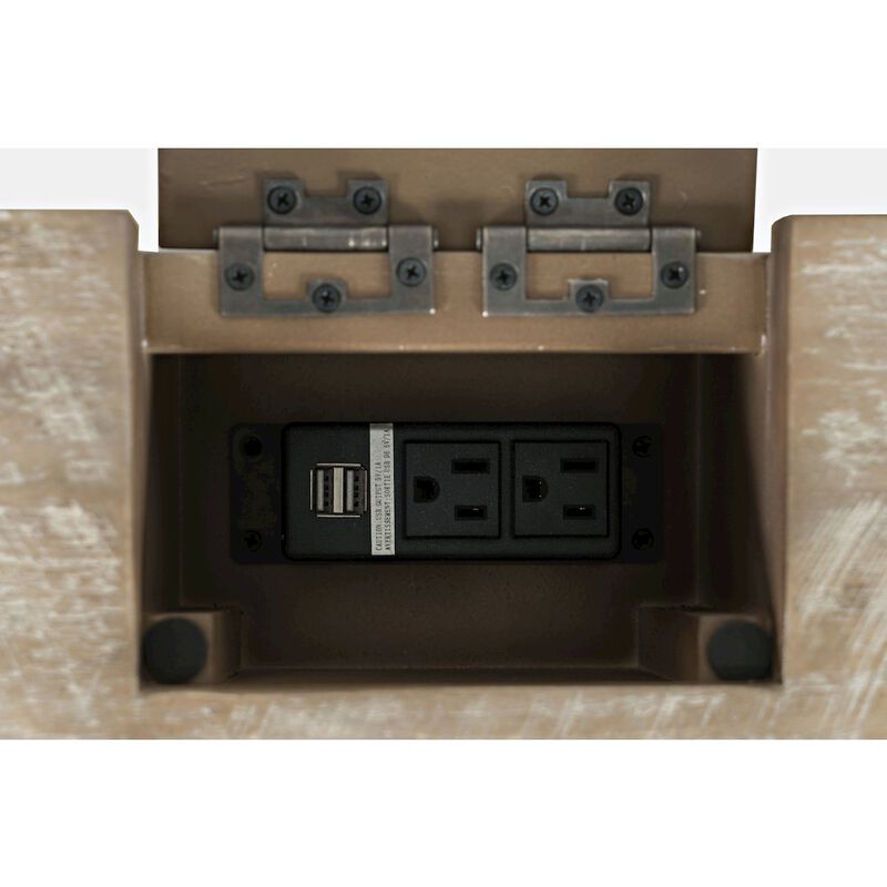 Jofran Rustic Shores Coastal Style Distressed Acacia USB Charging Desk