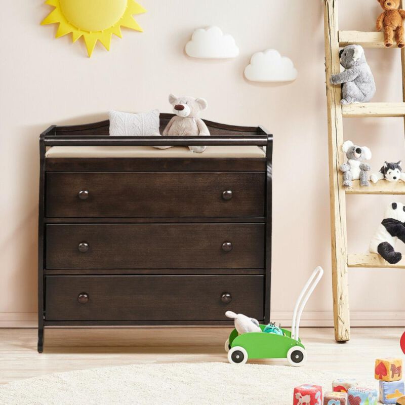 Hivvago Baby Changing Table with 3 Drawers and Safety Belt