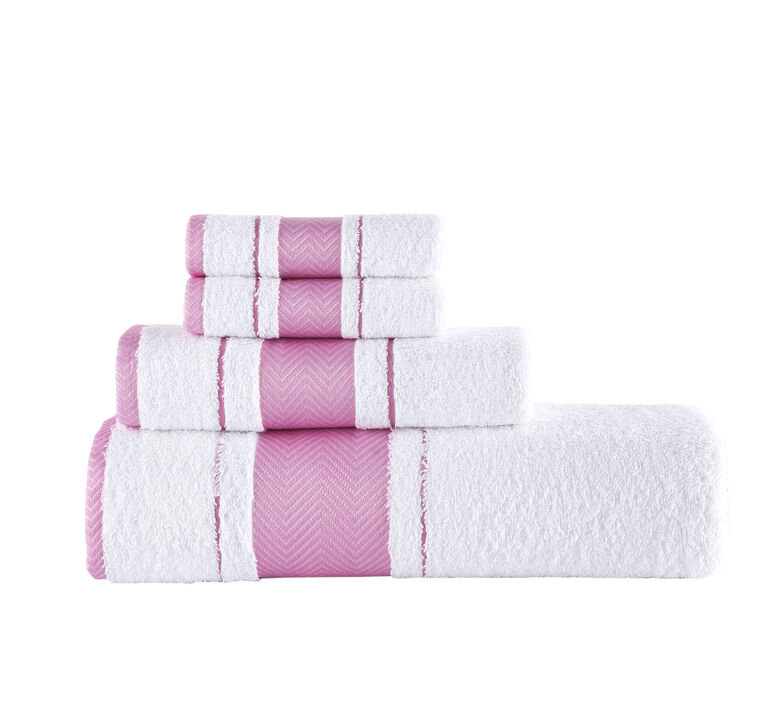 KAFTHAN Textile Fishbone Turkish Cotton Bath Towels (Set of 4)
