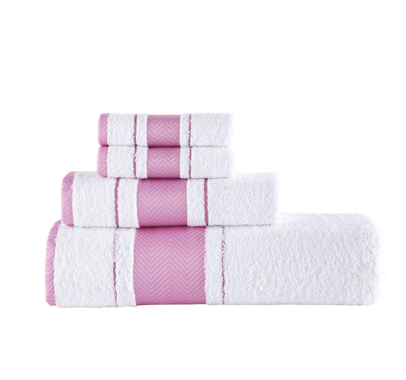 KAFTHAN Textile Fishbone Turkish Cotton Bath Towels (Set of 4)