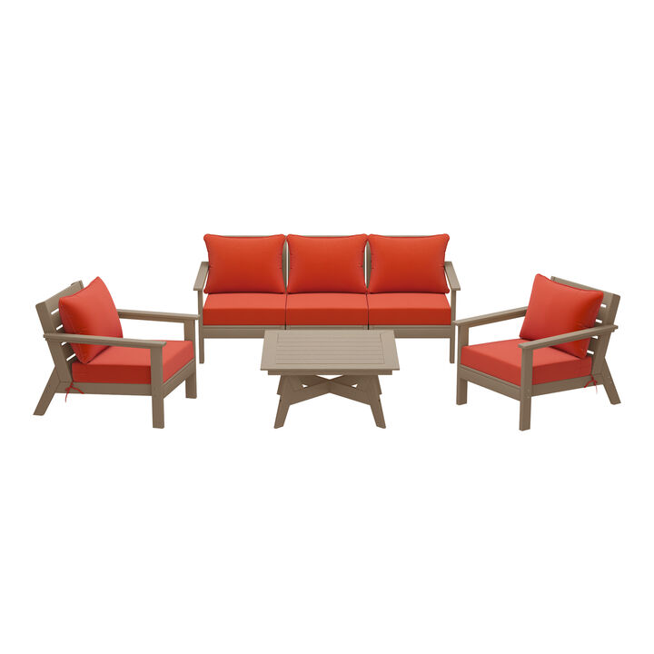 WestinTrends Outdoor 6-Piece Modular Sectional Patio Furniture Sofa Set
