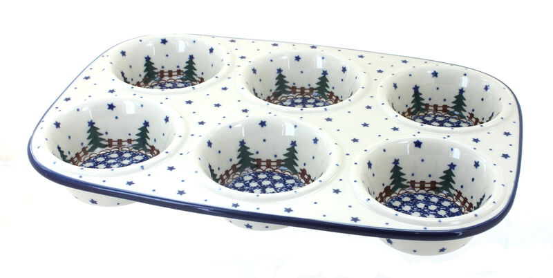 Blue Rose Polish Pottery Alyce Muffin Pan