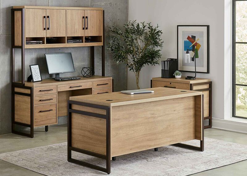 Mason 66" Double Pedestal Desk in Brown