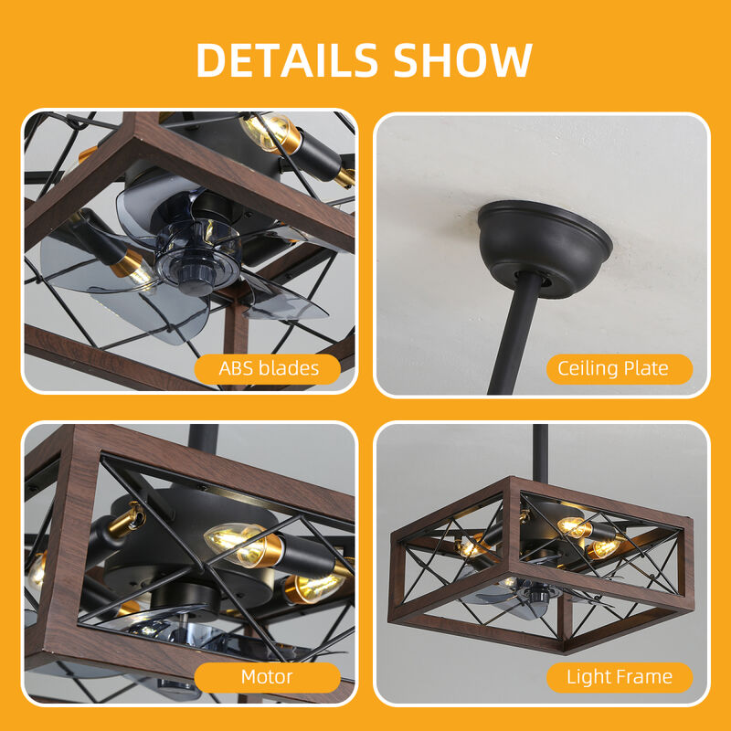 1 8" Caged Ceiling Fan With Lights Remote Control 0001