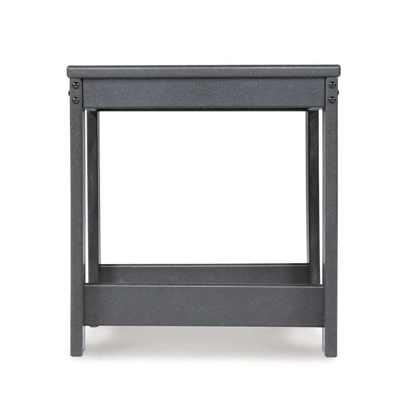 Wigo 22 Inch Outdoor Side End Table, Slatted Top, Modern Charcoal Gray - Benzara