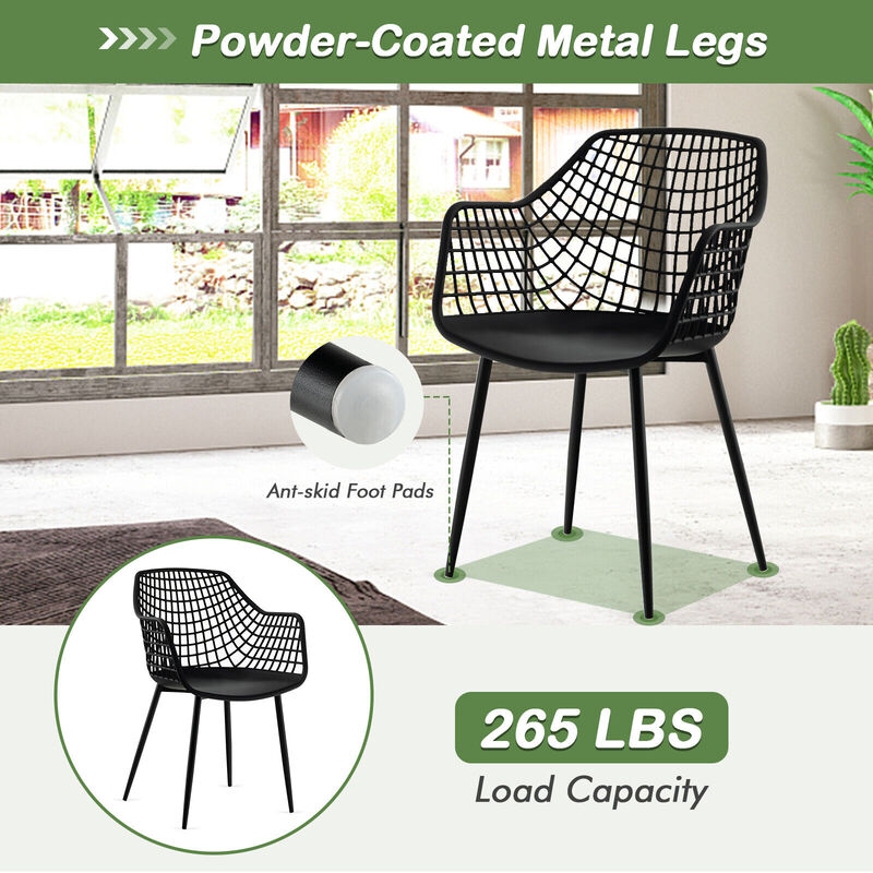 Set of 4 Heavy Duty Modern Dining Chair with Airy Hollow Backrest