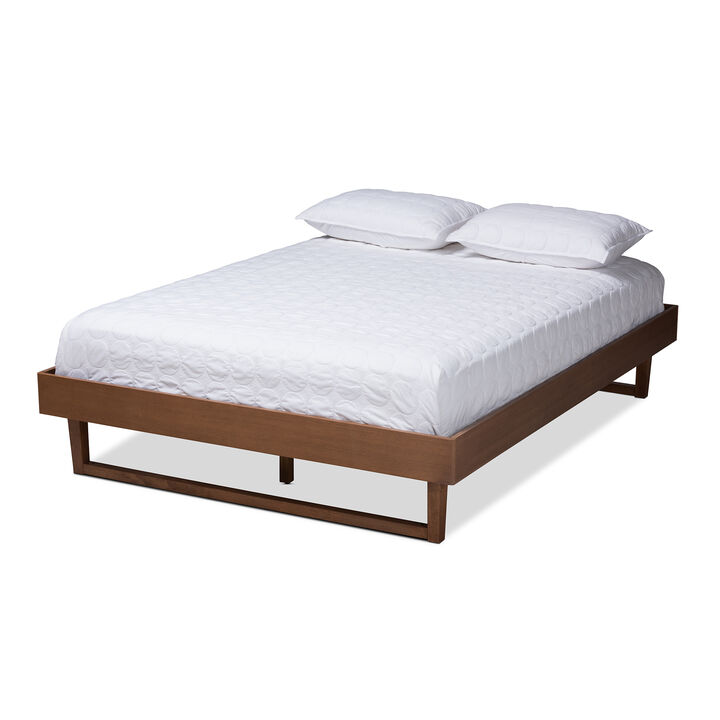 Baxton Studio Liliya Mid Century Walnut Brown Finished Wood King Size Platform Bed Frame