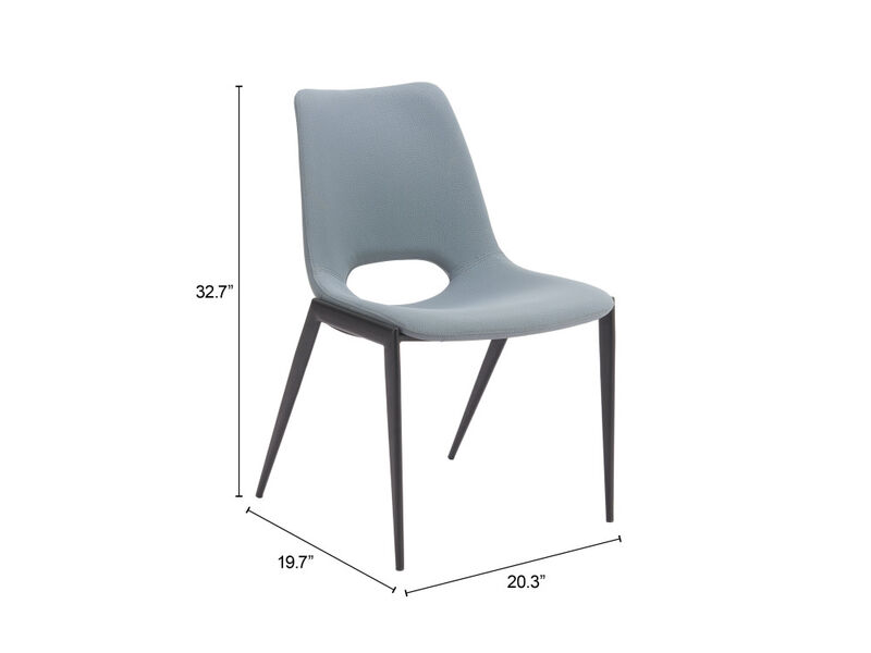 Desi Armless Dining Chair (Set of 2) Azure Gray