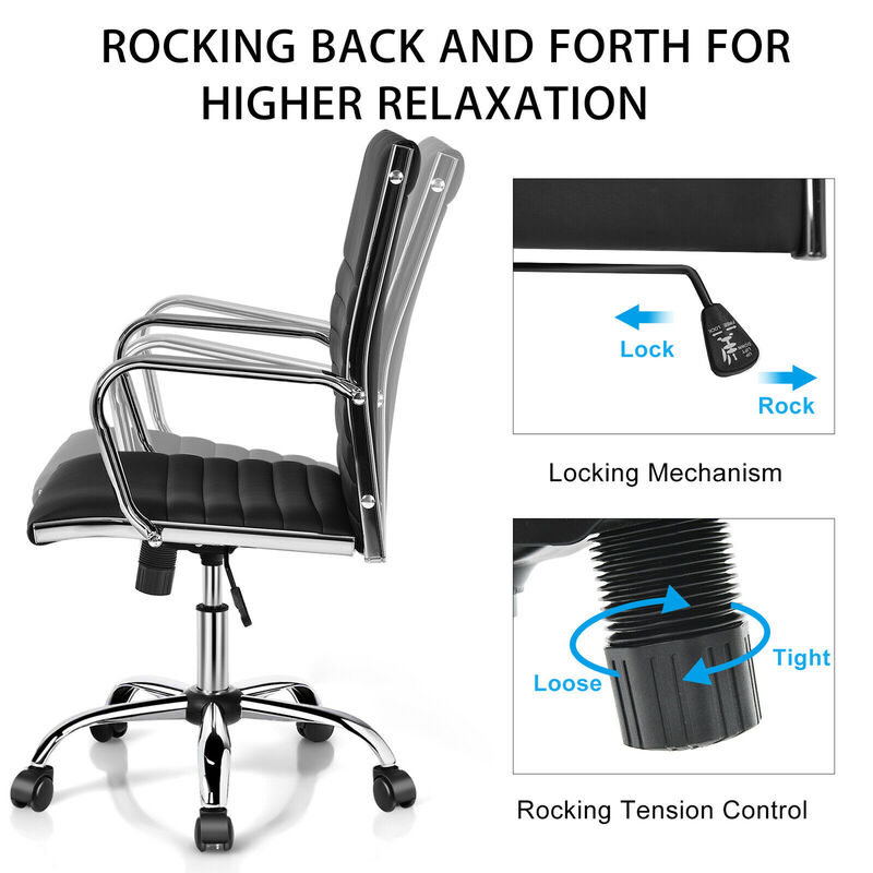 Costway Set of 4 PU Leather Office Chair High Back Conference Task Chair Black