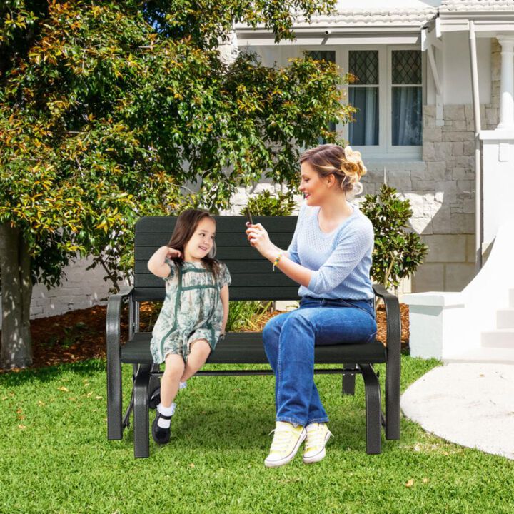 Hivvago 2-Seat Porch Glider with HDPE Back Seat and Steel Frame