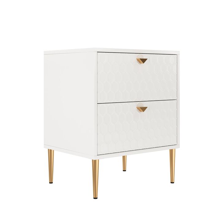 Black Wood Nightstand Accent Storage Cabinet with 2-Drawer Chest