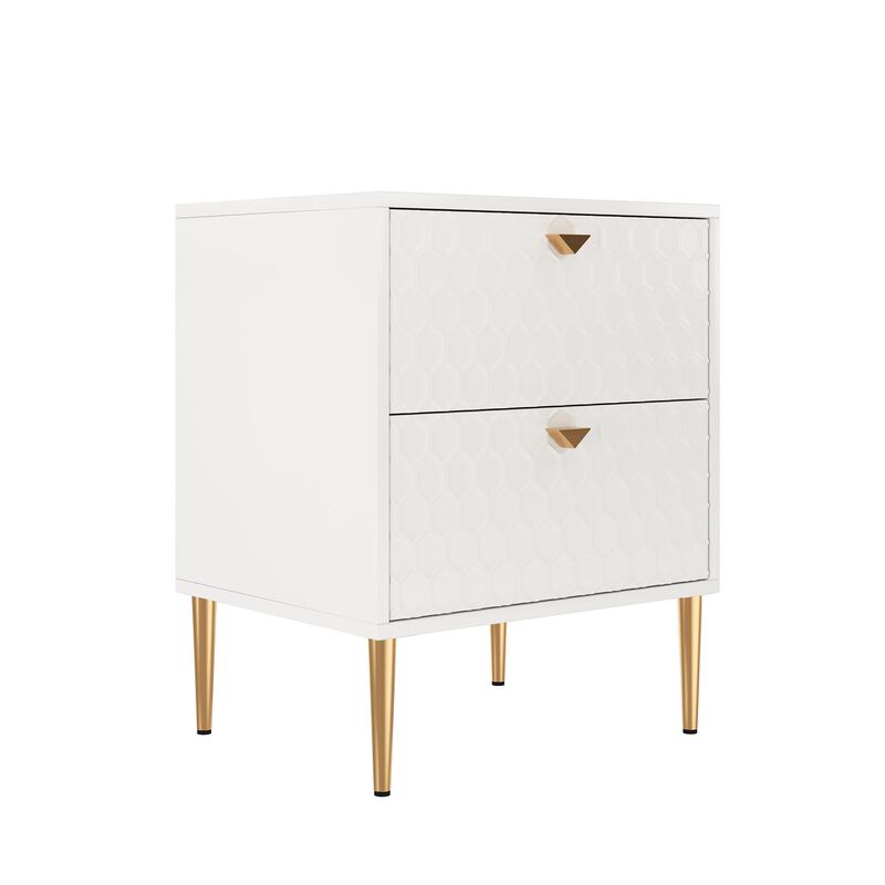 Black Wood Nightstand Accent Storage Cabinet with 2-Drawer Chest
