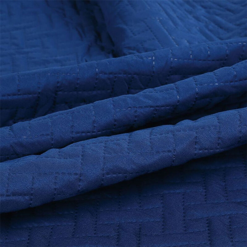 Legacy Decor 3 PCS Squared Stitched Pinsonic Reversible Lightweight All Season Bedspread Quilt Coverlet Oversized, Queen Size, Navy Color