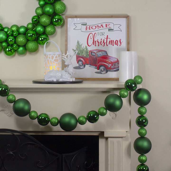 6� Green Shatterproof Ball Artificial Christmas Garland - Unlit