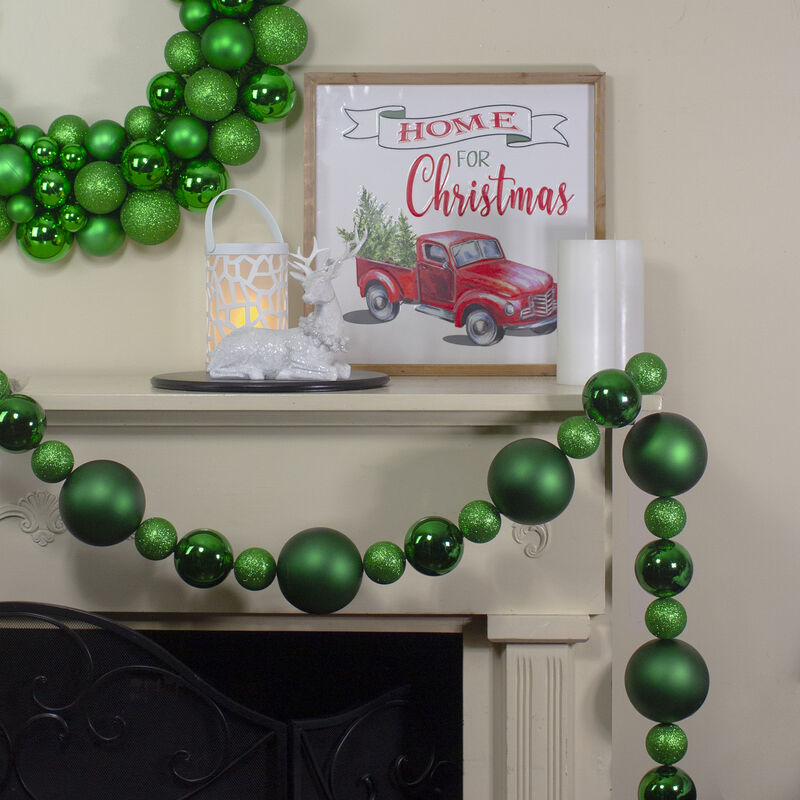 6� Green Shatterproof Ball Artificial Christmas Garland - Unlit