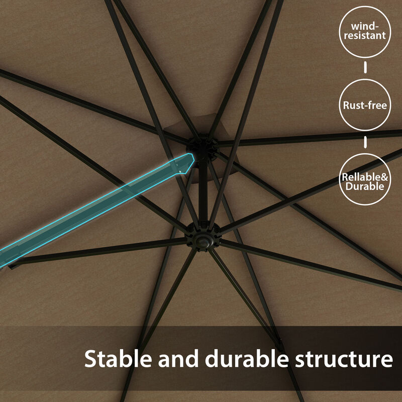 FUFU&GAGA Navy Blue Cantilever Umbrella | Heavy-Duty Outdoor Sunshade with Rotating Base