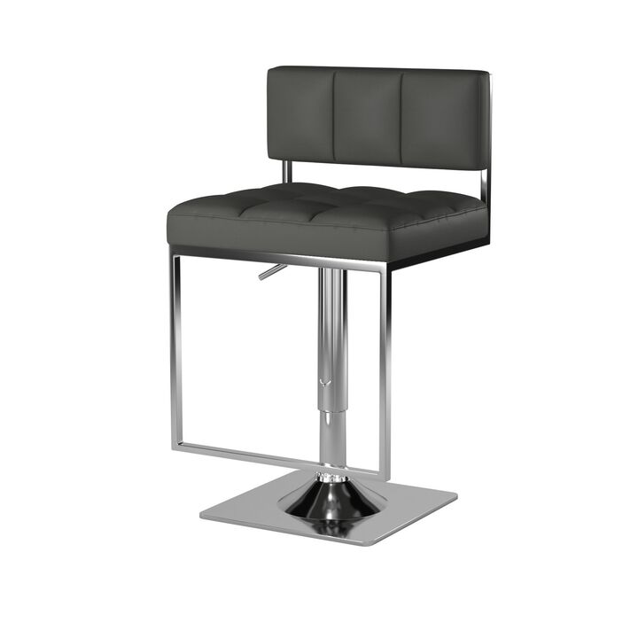 Classic Adjustable Metal Bar Stool, Gray & Silver-Benzara