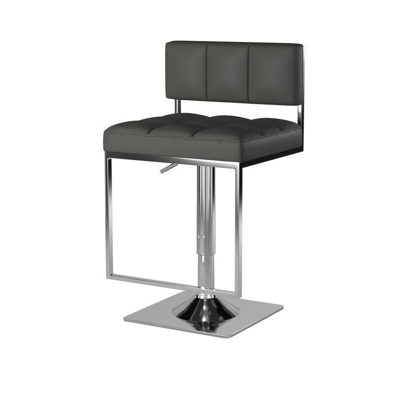 Classic Adjustable Metal Bar Stool, Gray & Silver-Benzara