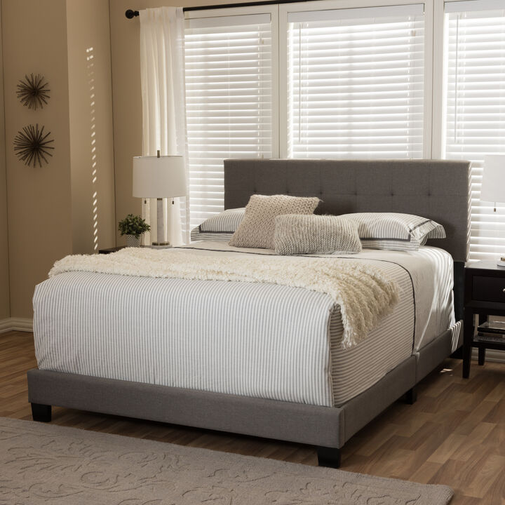 Baxton Studio Brookfield Modern Grey Fabric Upholstered Grid tufting Full Size Bed