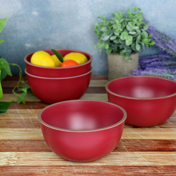 Gibson Home Rockabye 4 Piece Melamine Cereal Bowl Set in Dark Pink