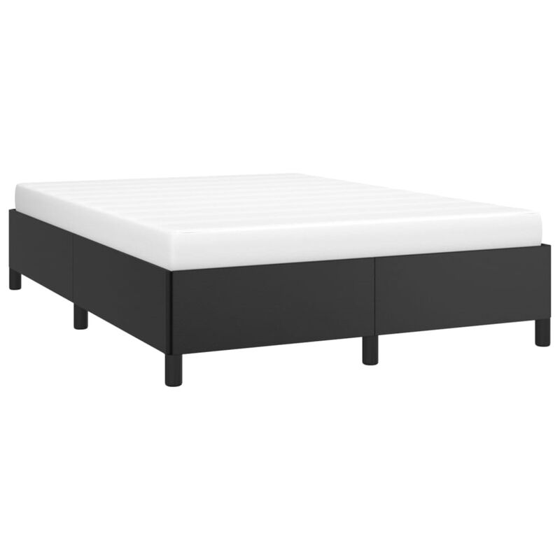 vidaXL Black Bed Frame - Queen Size, Faux Leather Material, Modern Design, Resistant, Durable, 59.8"x79.9" Mattress Compatibility, Easy Assembly