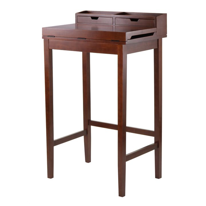 Brighton High Desk with 2 Drawers, Walnut