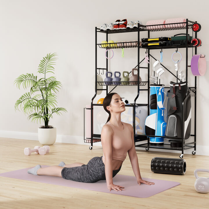 Sports Equipment Organizer Rack for Garage Storage and Organization