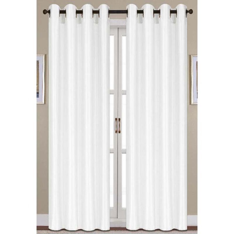 Nancy Faux Silk 54 x 84 in. Grommet Top Curtain Panel White