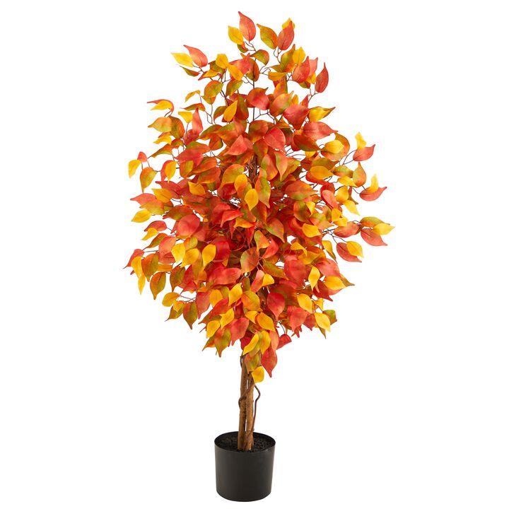 Hivvago 4 Feet Autumn Ficus Artificial Fall Tree