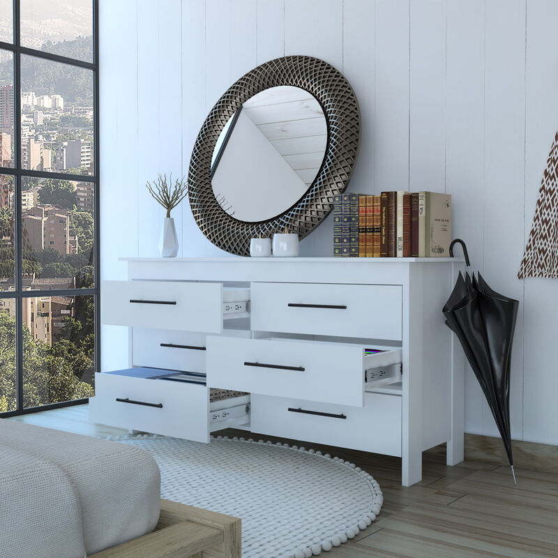 6 Drawer Double Dresser Wezz, Bedroom, White