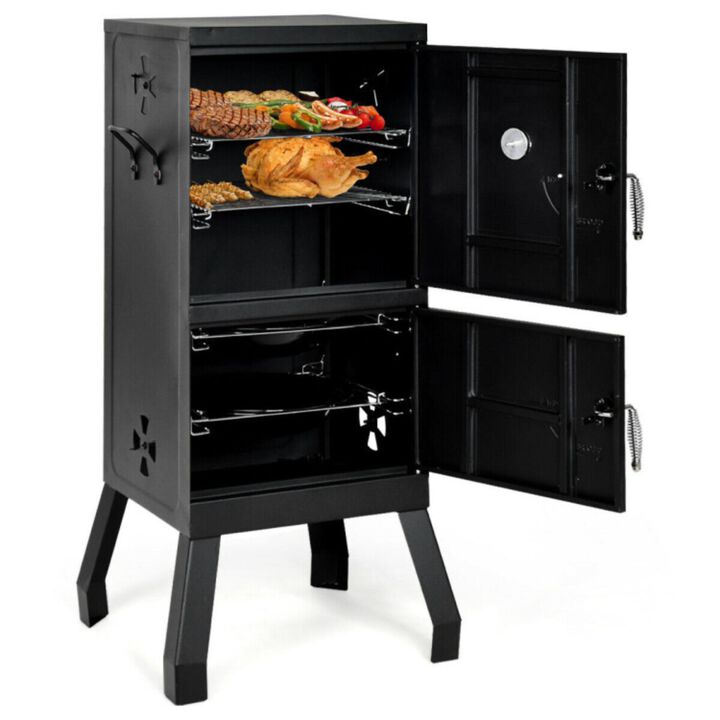 Hivvago Vertical 2-Tier Outdoor Barbeque Grill with Temperature Gauge