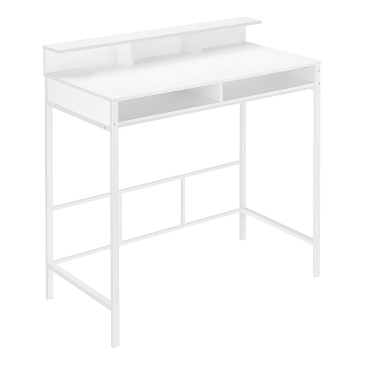 Monarch Specialties I 7701 Computer Desk, Home Office, Standing, Storage Shelves, 48"L, Work, Laptop, Metal, Laminate, White, Contemporary, Modern