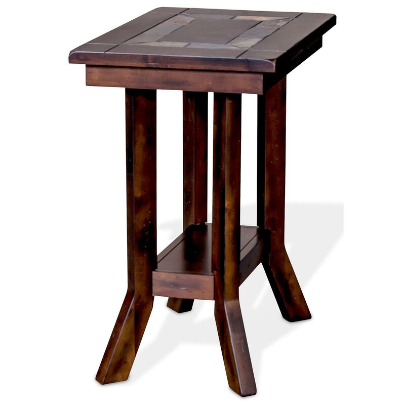 Odel Accent Chairside Table, Dark Brown Mahogany, Rectangular 25 Inch - Benzara