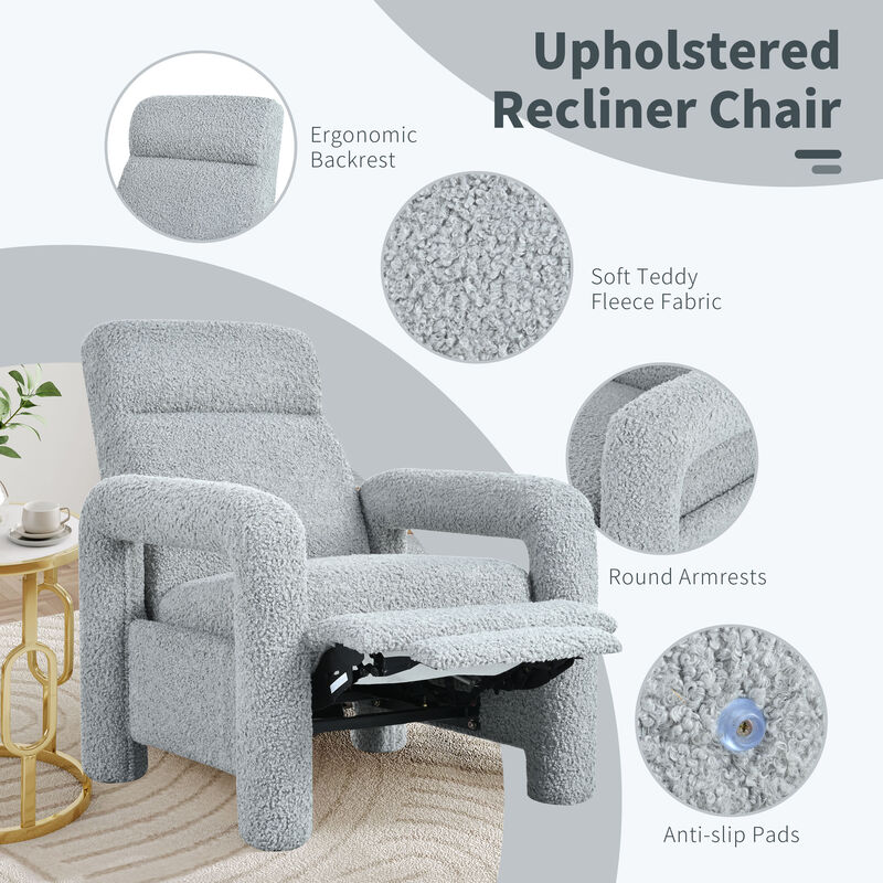 Merax Push Back Teddy Recliner Armchair