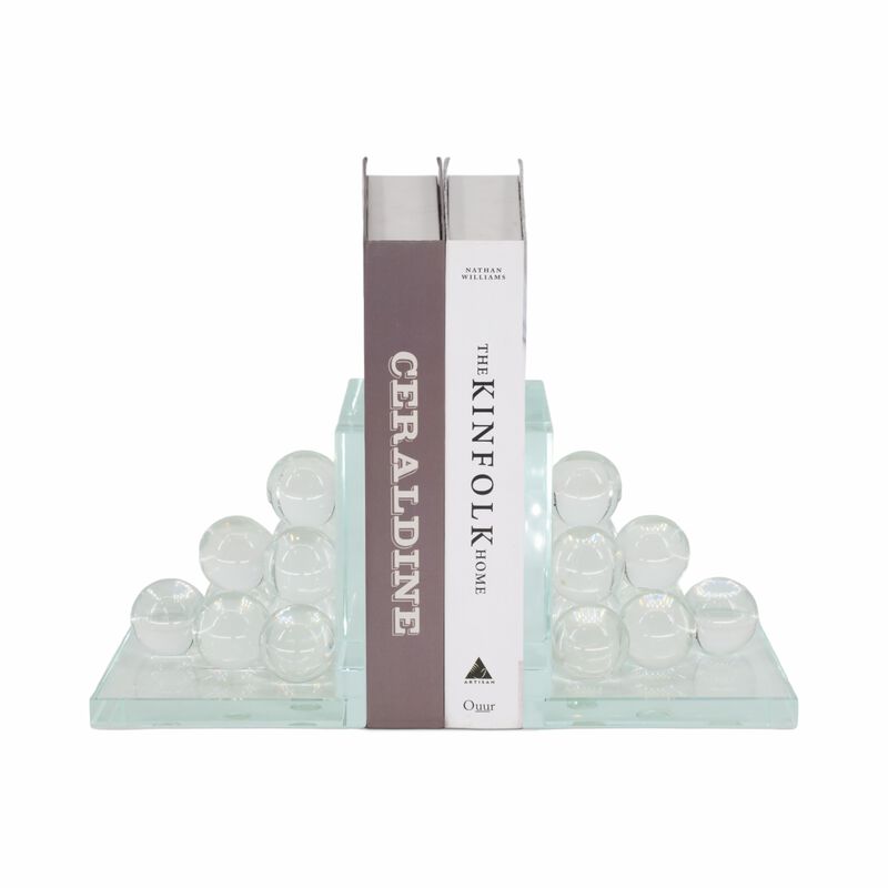 Clear Orb Glass Bookends
