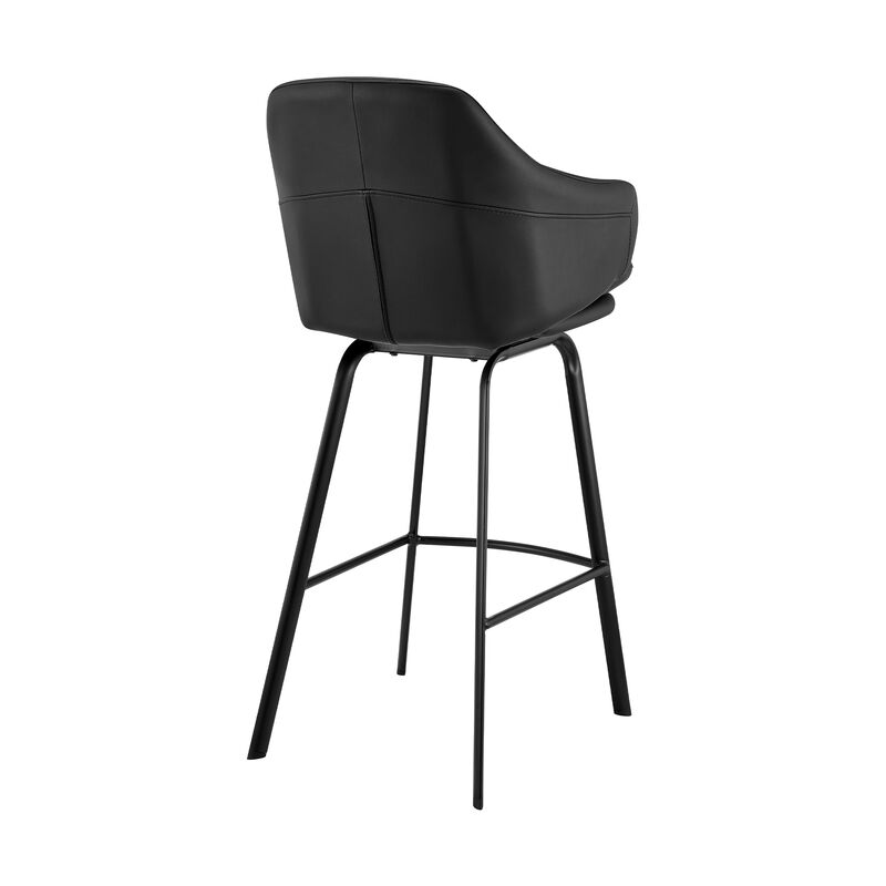 Brigden Gray Faux Leather and Black Metal Swivel  Counter Stool