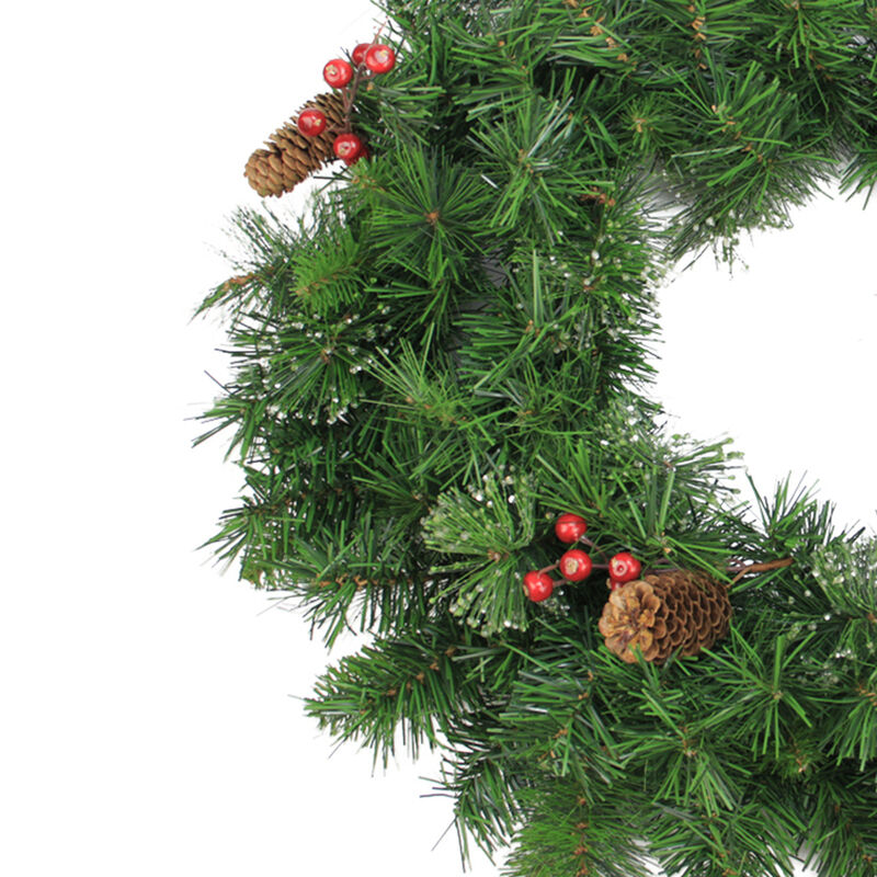 Iced Mixed Pine Berries and Pinecones Artificial Christmas Wreath - 24-Inch  Unlit