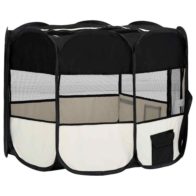 Foldable Dog Playpen with Carrying Bag Blue 35.4"x35.4"x22.8"