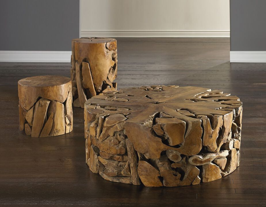 Teak Chunk Round Stool