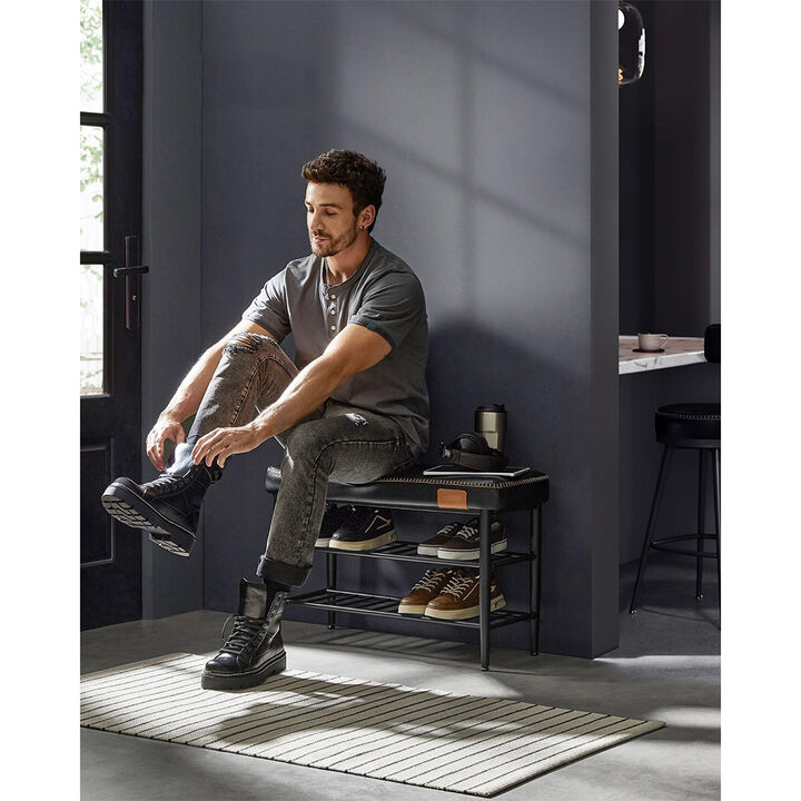 Shoe Bench with Metal Shelves: Stylish and Functional Storage for Organized Entryways