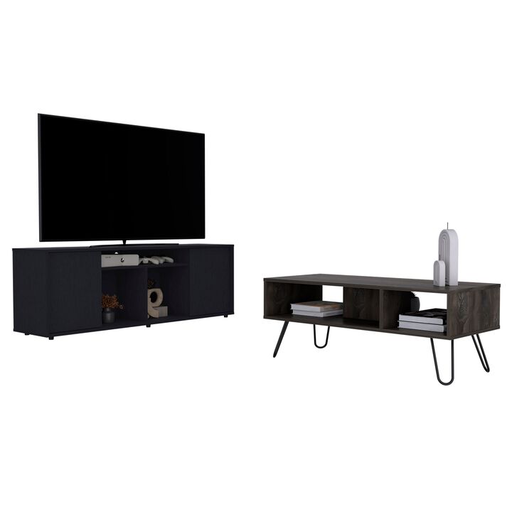 Katalla 2 Piece Living Room Set, Black / Espresso
