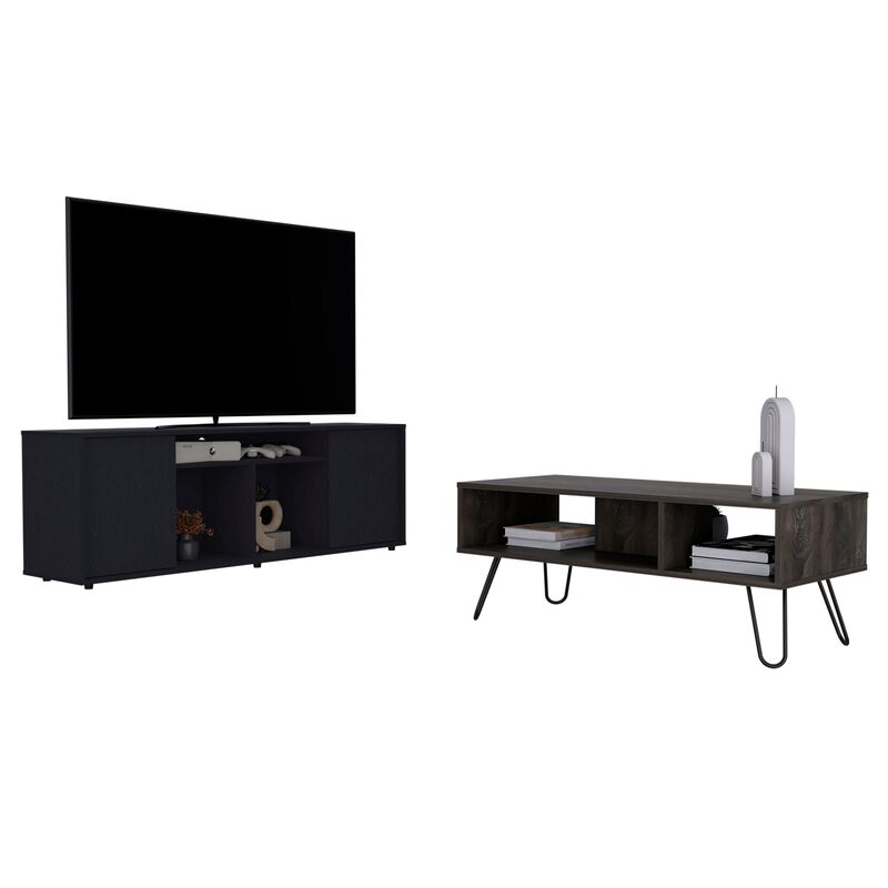 Katalla 2 Piece Living Room Set, Black / Espresso