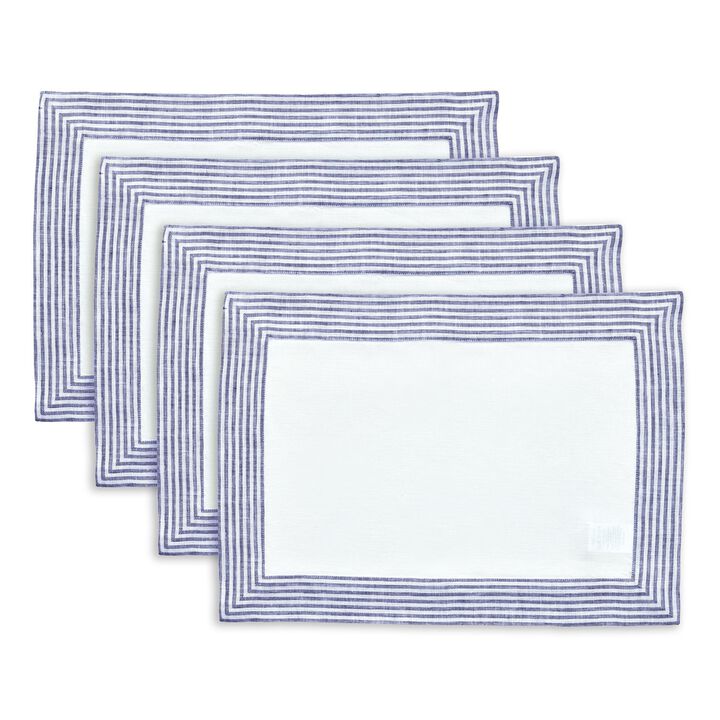 Solino Home 100% Pure Linen 14 x 19 Inch Placemats Set of 4 | Lucca