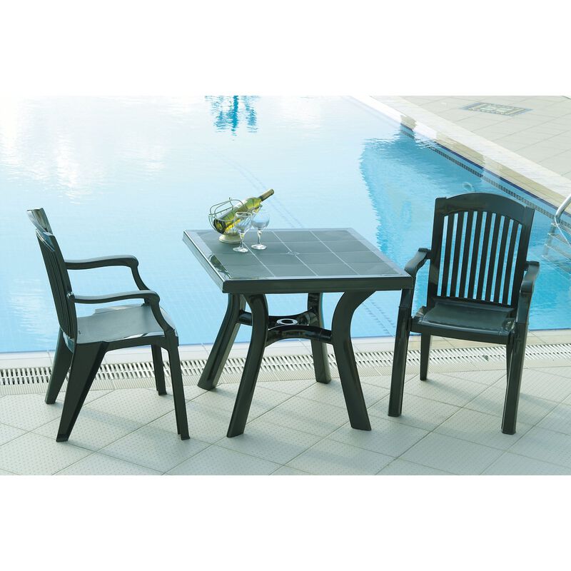 31" Teak Brown Square Outdoor Patio Dining Table